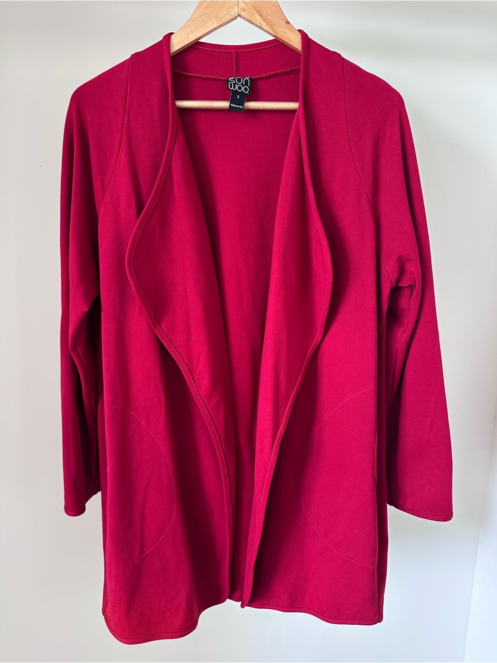 Clara Sun Woo Red Open-front Tunic Cardigan Jacket Women’s Small